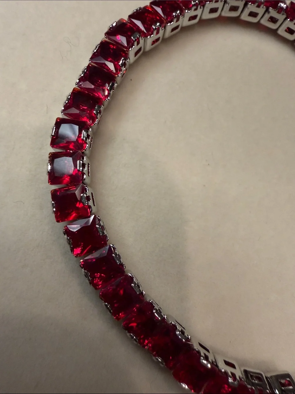 Swarovski Red Crystal Tennis Bracelet in Silver Tone
